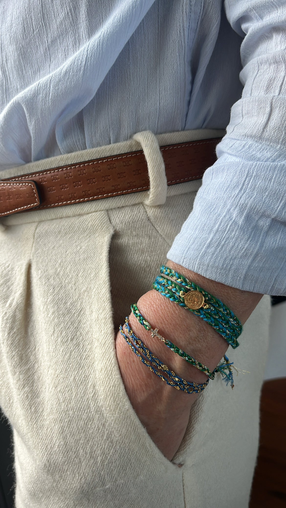 Bracelet tressé 3 tours breloque