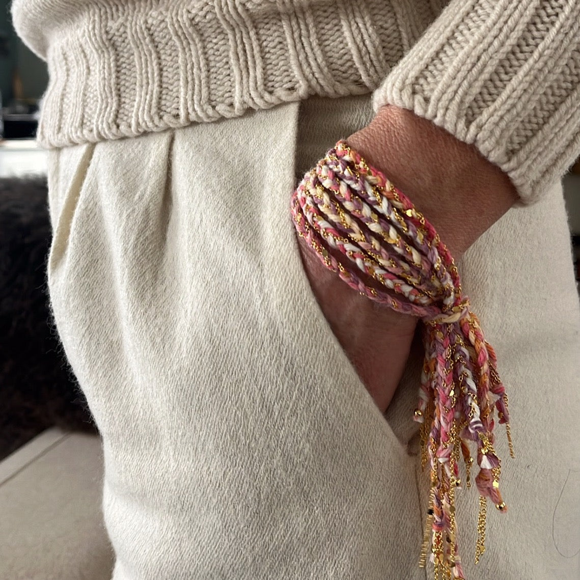 Bracelet tressé en laine