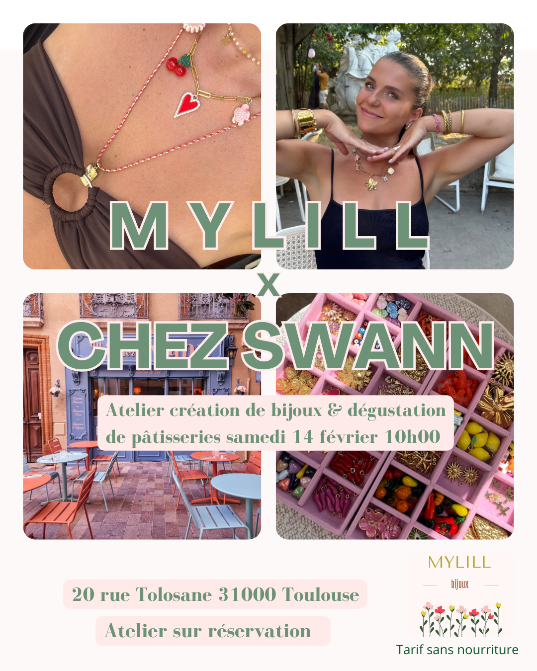 Atelier collier personnalisé avec dégustation de pâtisseries chez du coté de chez Swann (en supplément) samedi 14 février ✨🍰