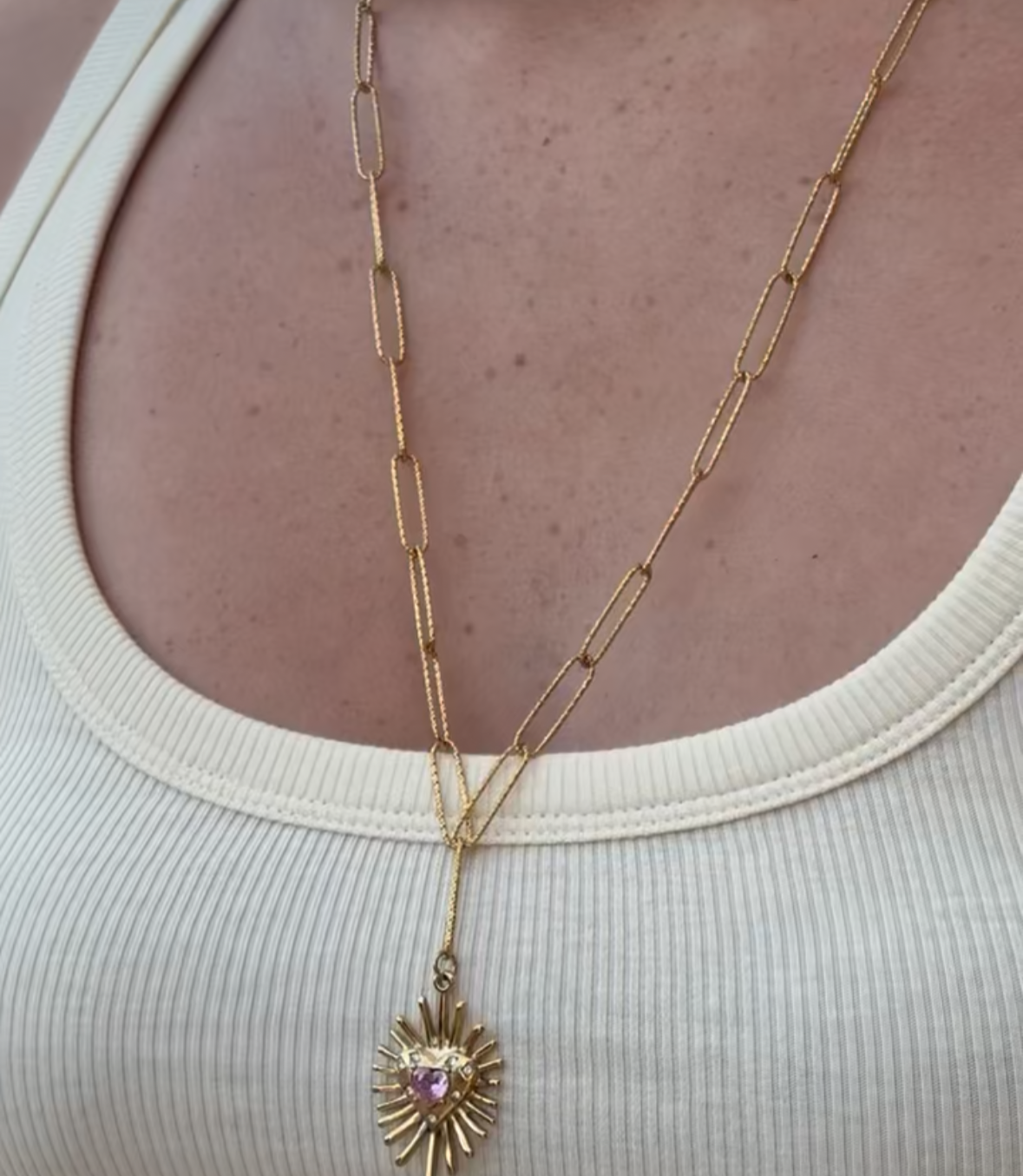 Collier cœur rose