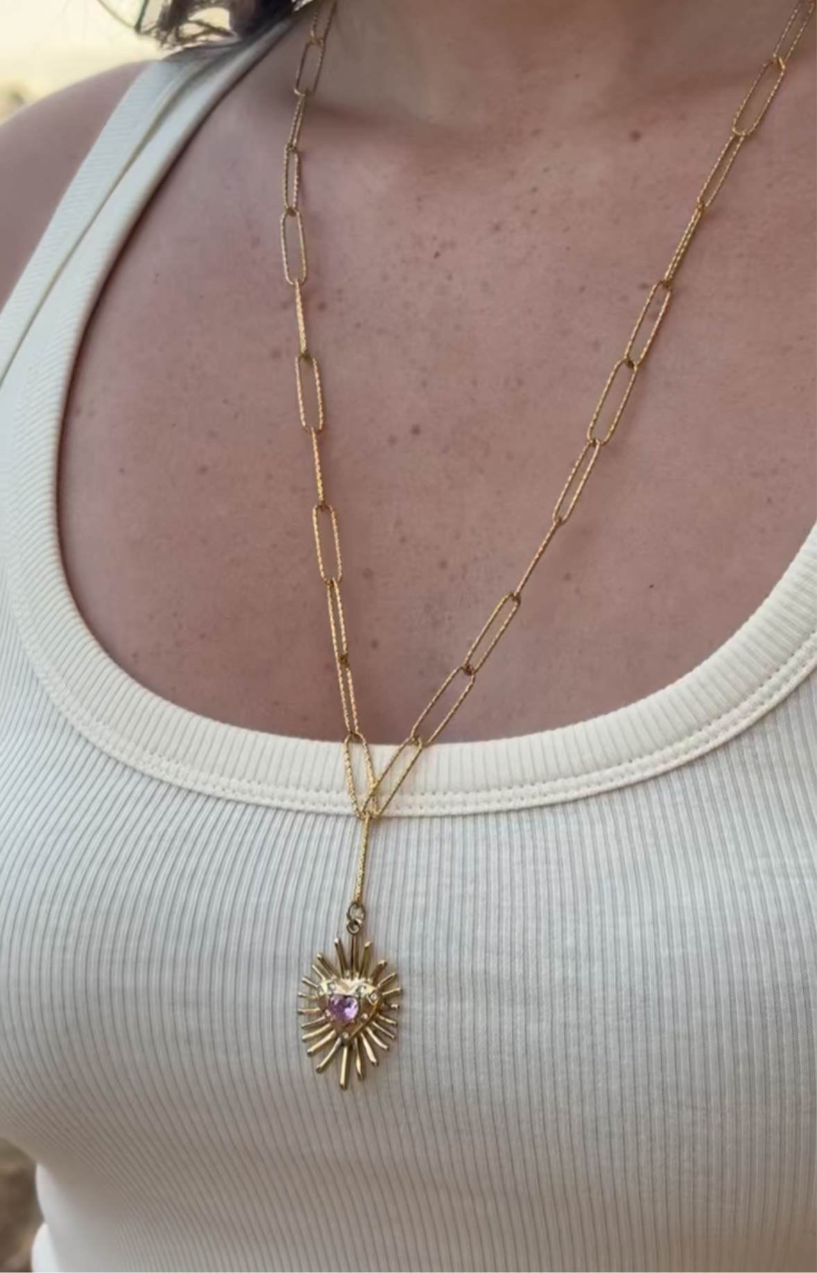 Collier cœur rose