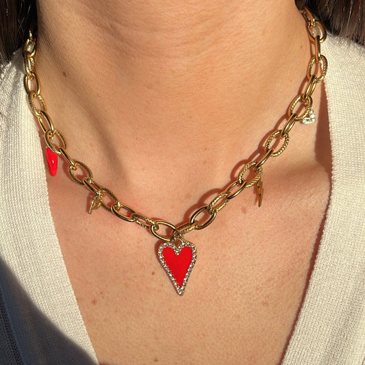 Collier cœur rouge