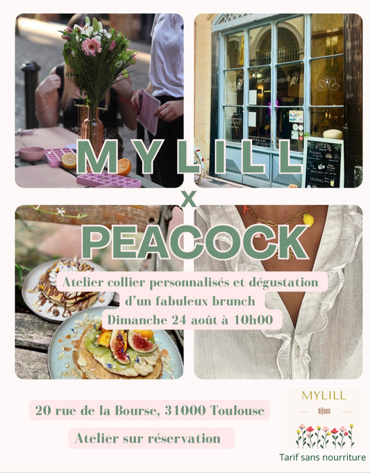 Atelier collier personnalisé Peacock dimanche 24 août 🍒