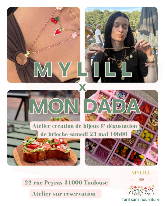 Atelier collier personnalisé avec dégustation de brioche chez Mon Dada (en supplément) le samedi 23 mai 🍞🌸