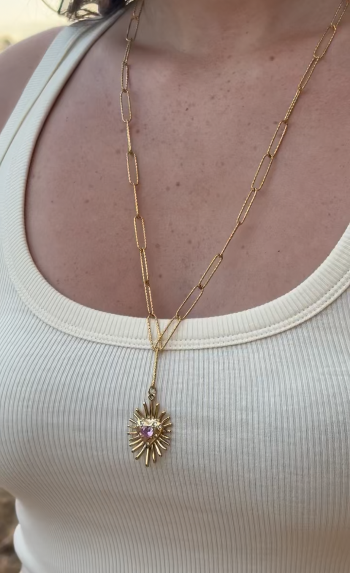 Collier cœur rose