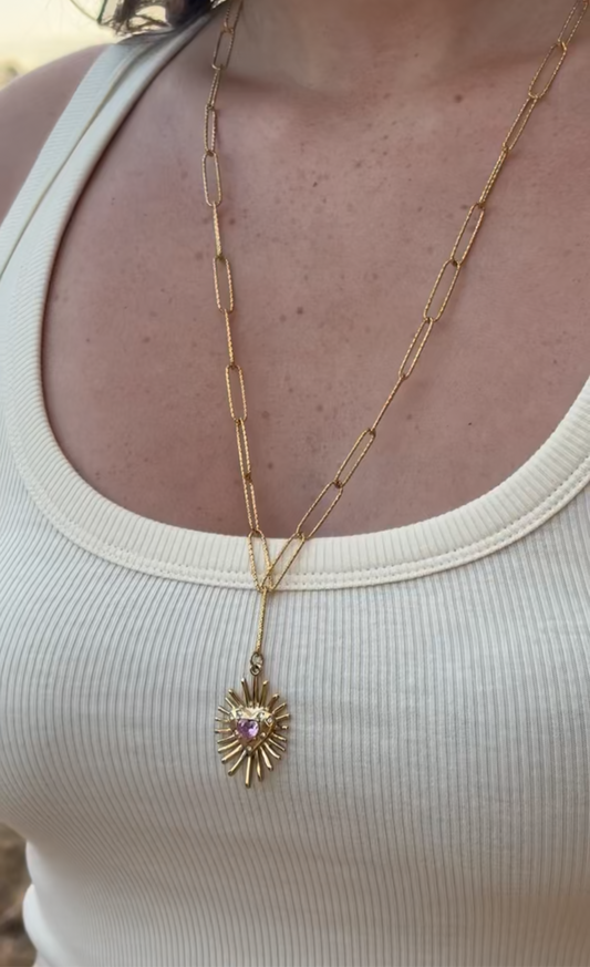 Collier cœur rose