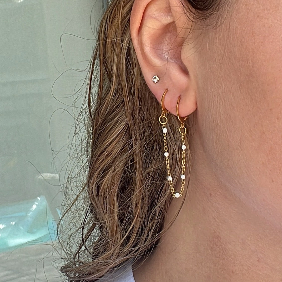 Boucle d’oreille perles colorée