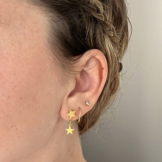 Boucle d’oreille double étoiles